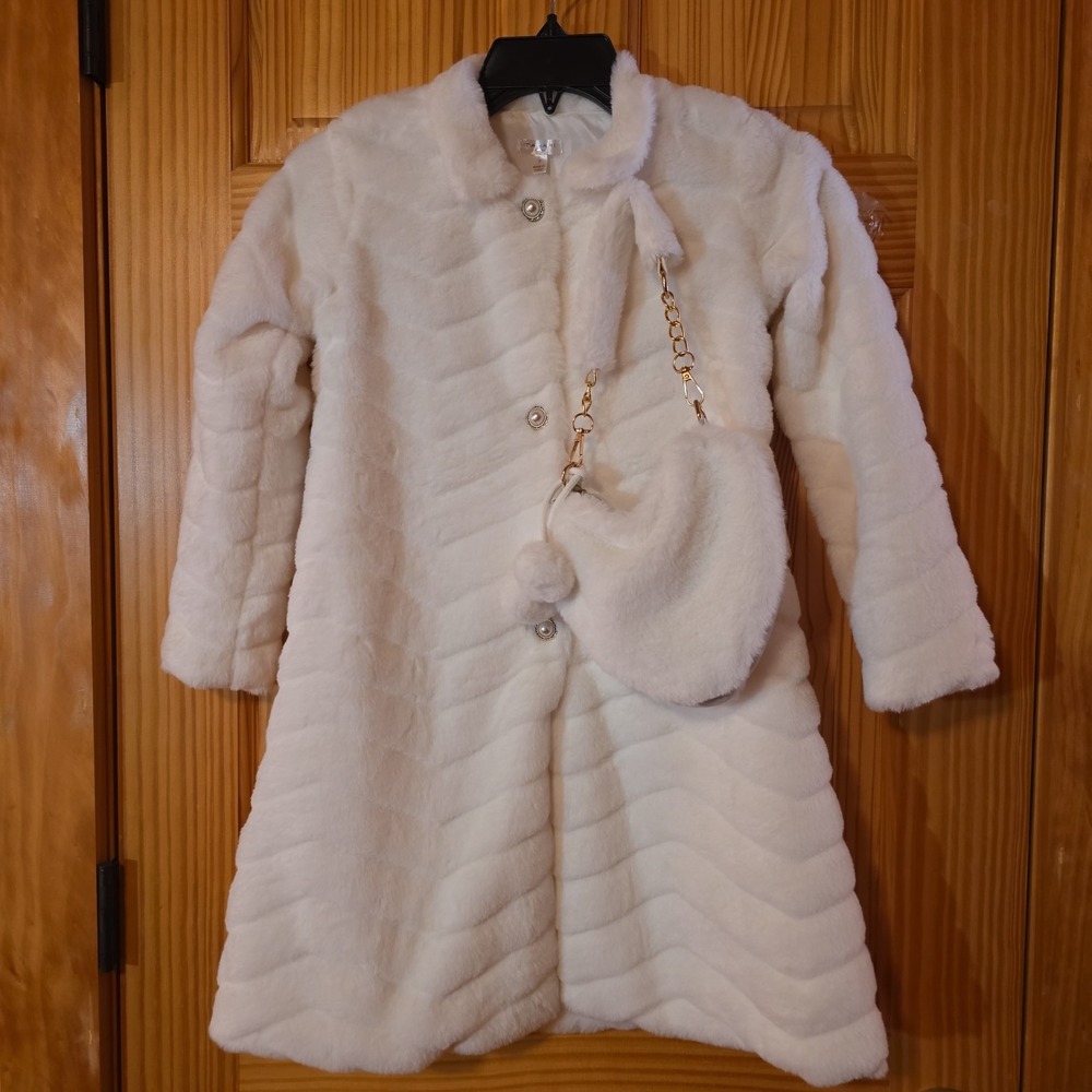 tahari girls faux fur coat